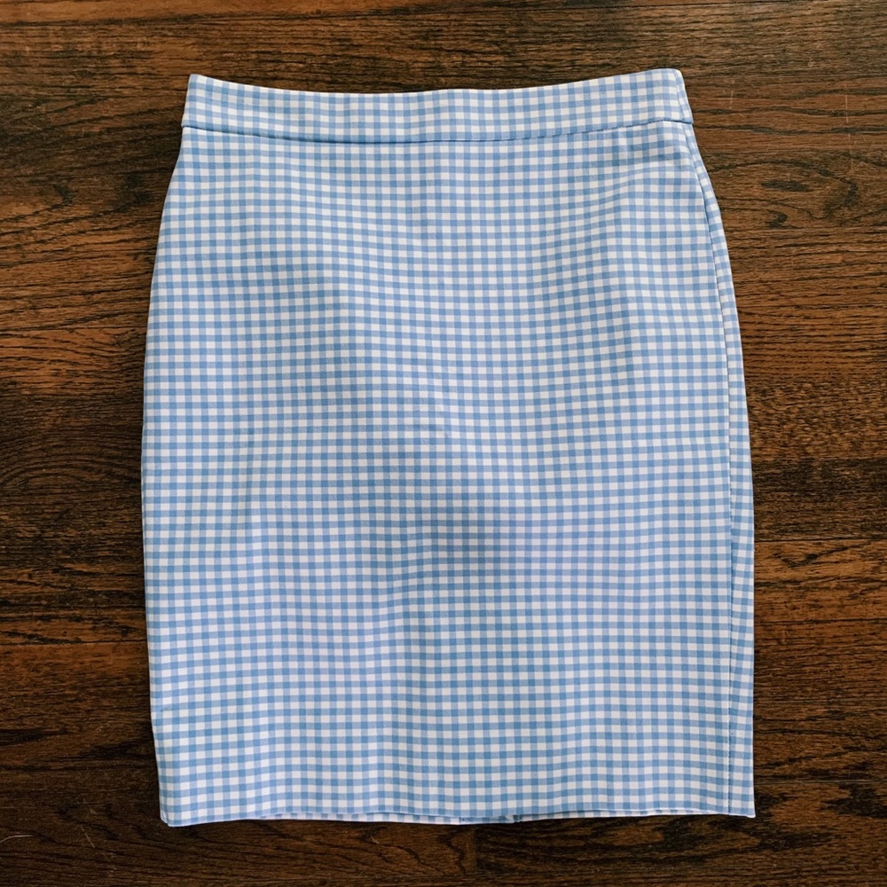 NWT J. Crew Blue Gingham Skirt